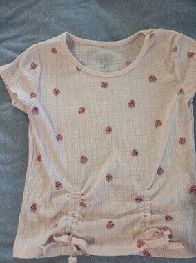 Girls' Light Pink Strawberry Short Sleeve Tee